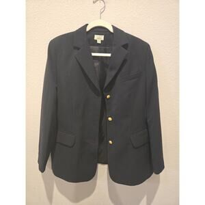 L.L. Bean Women's Navy Blue Blazer Gold Buttons Size 14P Blazer Old Money Preppy